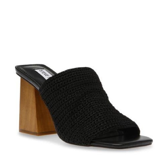 NEW Steve Madden Realize Black Slide Sandal with Block Heel - Picture 2 of 10